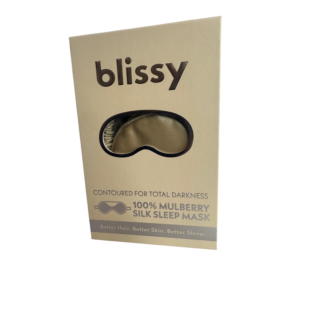 Blissy 100% Mulberry Silk Sleep Mask Champagne Contoured Total Darkness NIB